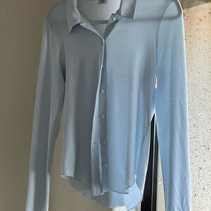 Wilfred Aritzia Dusty Blue Button Front Blouse M